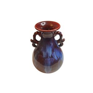 Chinese Oxblood Flambe Glaze Sang de Boeuf Jingdezhen Zhi Pottery Vase 8" VTG